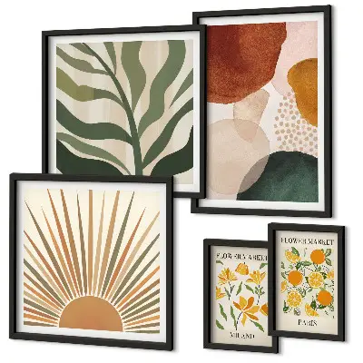 Set of 5 geometric plant wall art prints stylish plant graphics