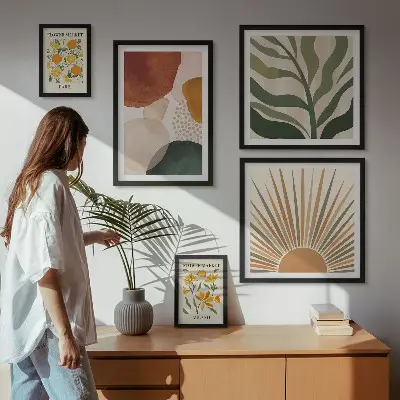 Set of 5 geometric plant wall art prints stylish plant graphics