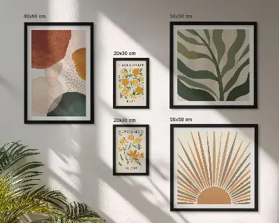 Set of 5 geometric plant wall art prints stylish plant graphics