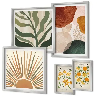 Set of 5 geometric plant wall art prints stylish plant graphics