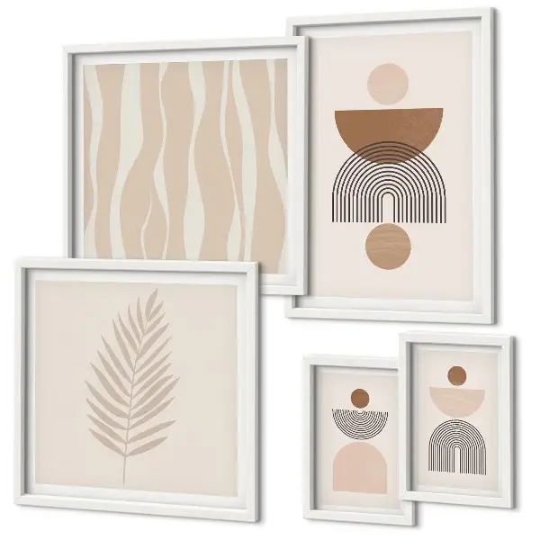 Abstract forms of nature wall art set of 5 pieces