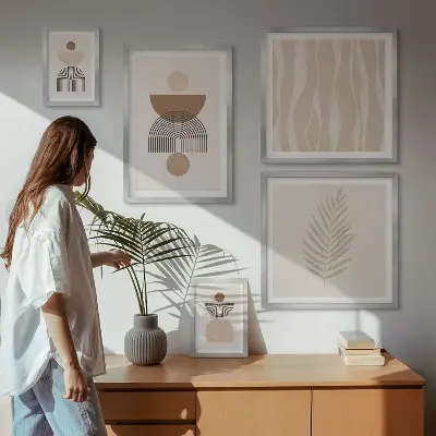 Abstract forms of nature wall art set of 5 pieces
