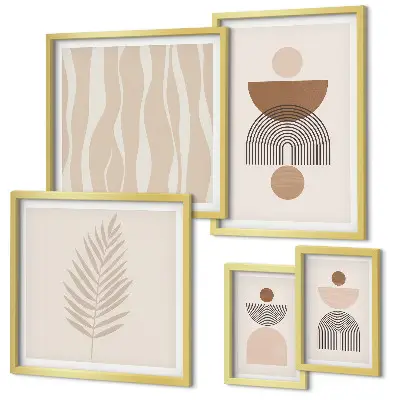 Abstract forms of nature wall art set of 5 pieces