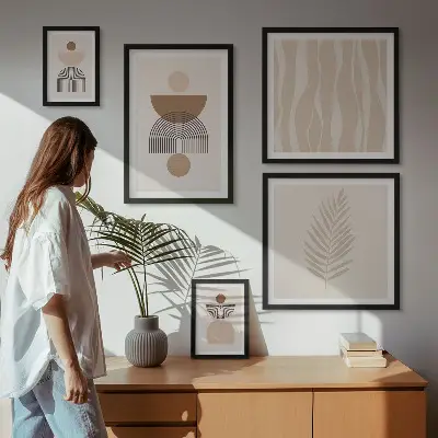 Abstract forms of nature wall art set of 5 pieces