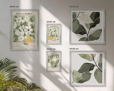 Framed photo set floral motifs of London, Dublin, and Tokyo