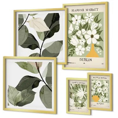 Framed photo set Floral motifs London Dublin Tokyo