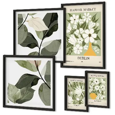 Framed photo set Floral motifs London Dublin Tokyo