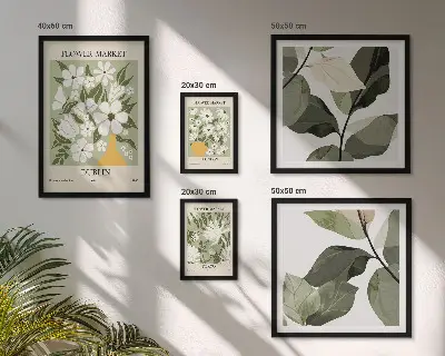 Framed photo set Floral motifs London Dublin Tokyo