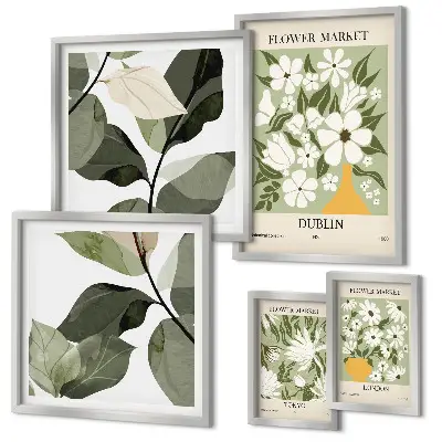 Framed photo set Floral motifs London Dublin Tokyo