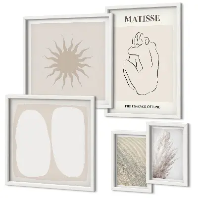 Set of 5 wall art pieces Boho style minimalist forms