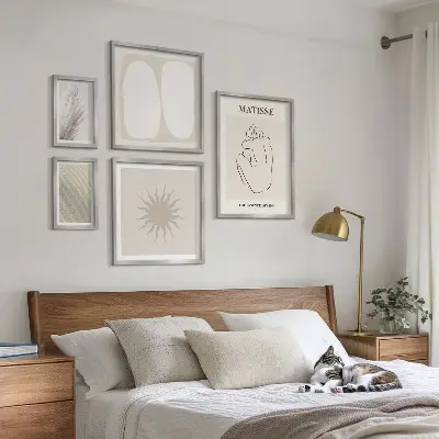 Set of 5 wall art pieces Boho style minimalist forms