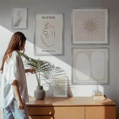 Set of 5 wall art pieces Boho style minimalist forms