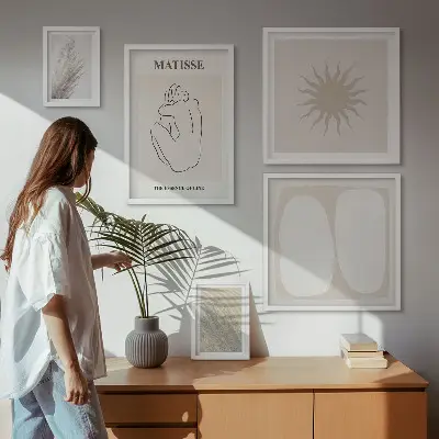 Set of 5 wall art pieces Boho style minimalist forms