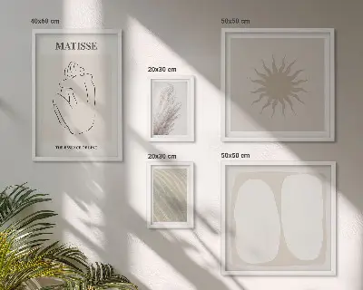Set of 5 wall art pieces Boho style minimalist forms