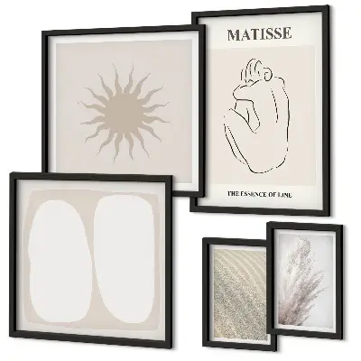 Set of 5 wall art pieces Boho style minimalist forms