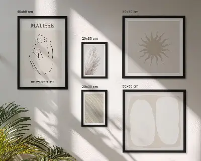 Set of 5 wall art pieces Boho style minimalist forms