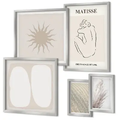 Set of 5 wall art pieces Boho style minimalist forms