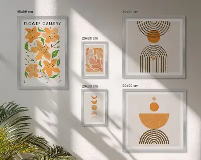 Set of 5 wall art pieces Stylish flowers and geometry