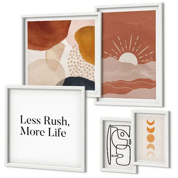 Gallery wall Stylish abstract sun graphics