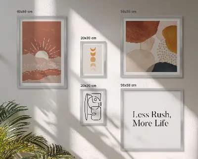 Gallery wall Stylish abstract sun graphics