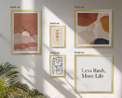 Gallery wall Stylish abstract sun graphics