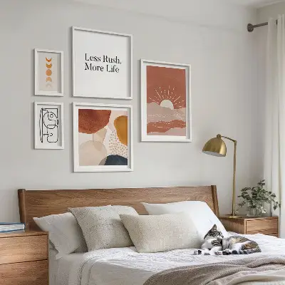 Gallery wall Stylish abstract sun graphics