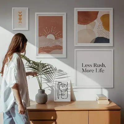 Gallery wall Stylish abstract sun graphics