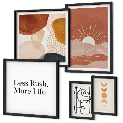 Gallery wall Stylish abstract sun graphics