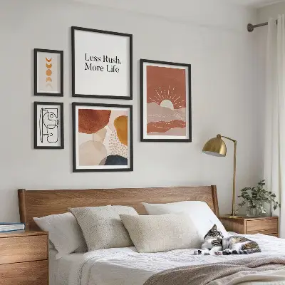 Gallery wall Stylish abstract sun graphics