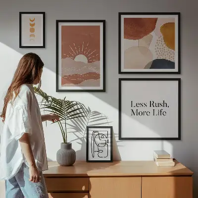 Gallery wall Stylish abstract sun graphics