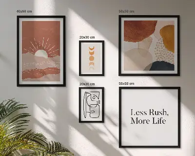 Gallery wall Stylish abstract sun graphics