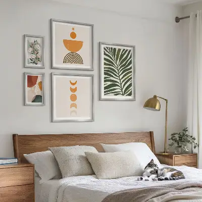 Framed photo set with bohemian plant patterns and shapes