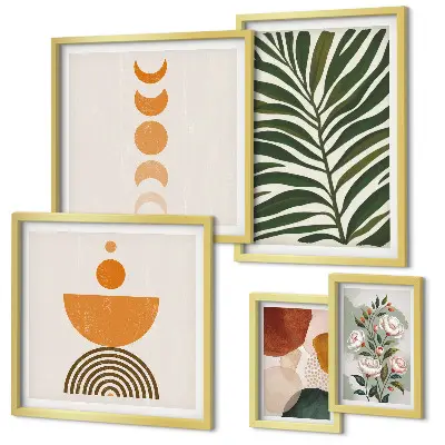 Framed photo set Plant patterns boho shapes