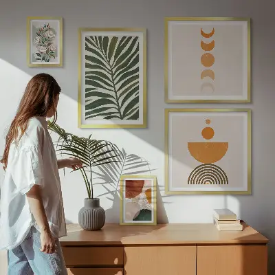 Framed photo set Plant patterns boho shapes