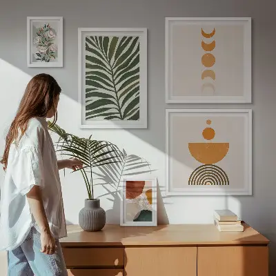 Framed photo set Plant patterns boho shapes