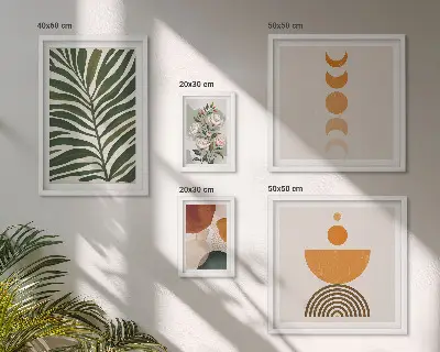 Framed photo set with bohemian plant patterns and shapes