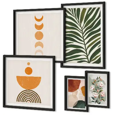 Framed photo set with bohemian plant patterns and shapes