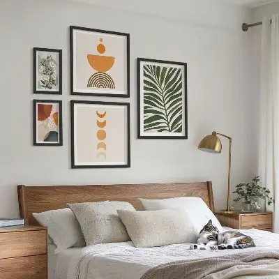 Framed photo set with bohemian plant patterns and shapes