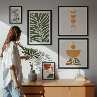 Framed photo set with bohemian plant patterns and shapes