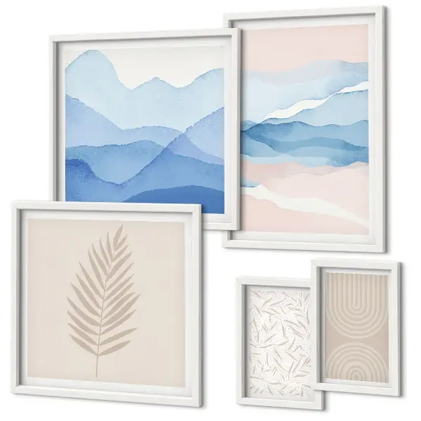 Framed photo set Abstract landscapes leaves