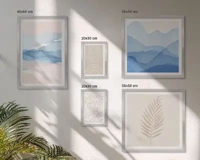 Framed photo set Abstract landscapes leaves