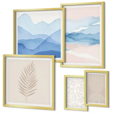 Abstract landscapes leaves framed photo set