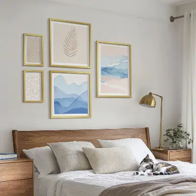 Abstract landscapes leaves framed photo set