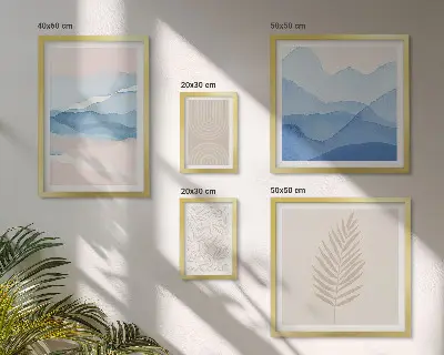 Abstract landscapes leaves framed photo set