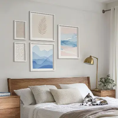 Abstract landscapes leaves framed photo set