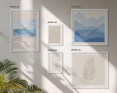 Framed photo set Abstract landscapes leaves