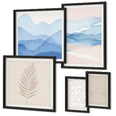 Framed photo set Abstract landscapes leaves