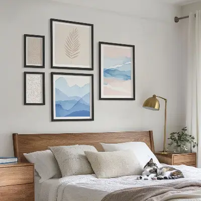 Abstract landscapes leaves framed photo set