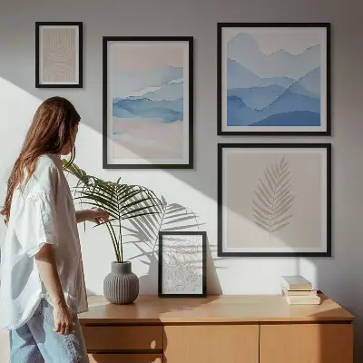 Abstract landscapes leaves framed photo set