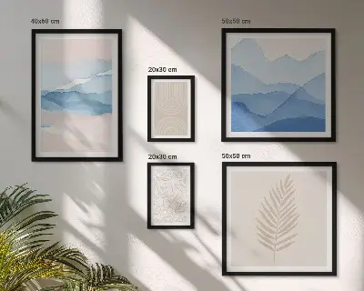 Abstract landscapes leaves framed photo set
